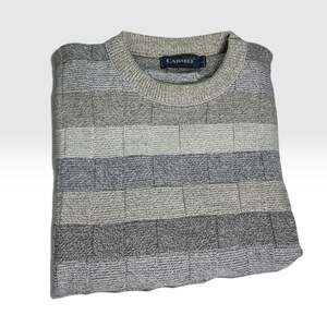 True Vintage 90s USA Made Waffle Knit Crewneck Sweater Oversized L